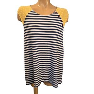 Matilda Jane Women Multi Navy White Stripe Yellow‎ Dot Floral Tunic Size Large